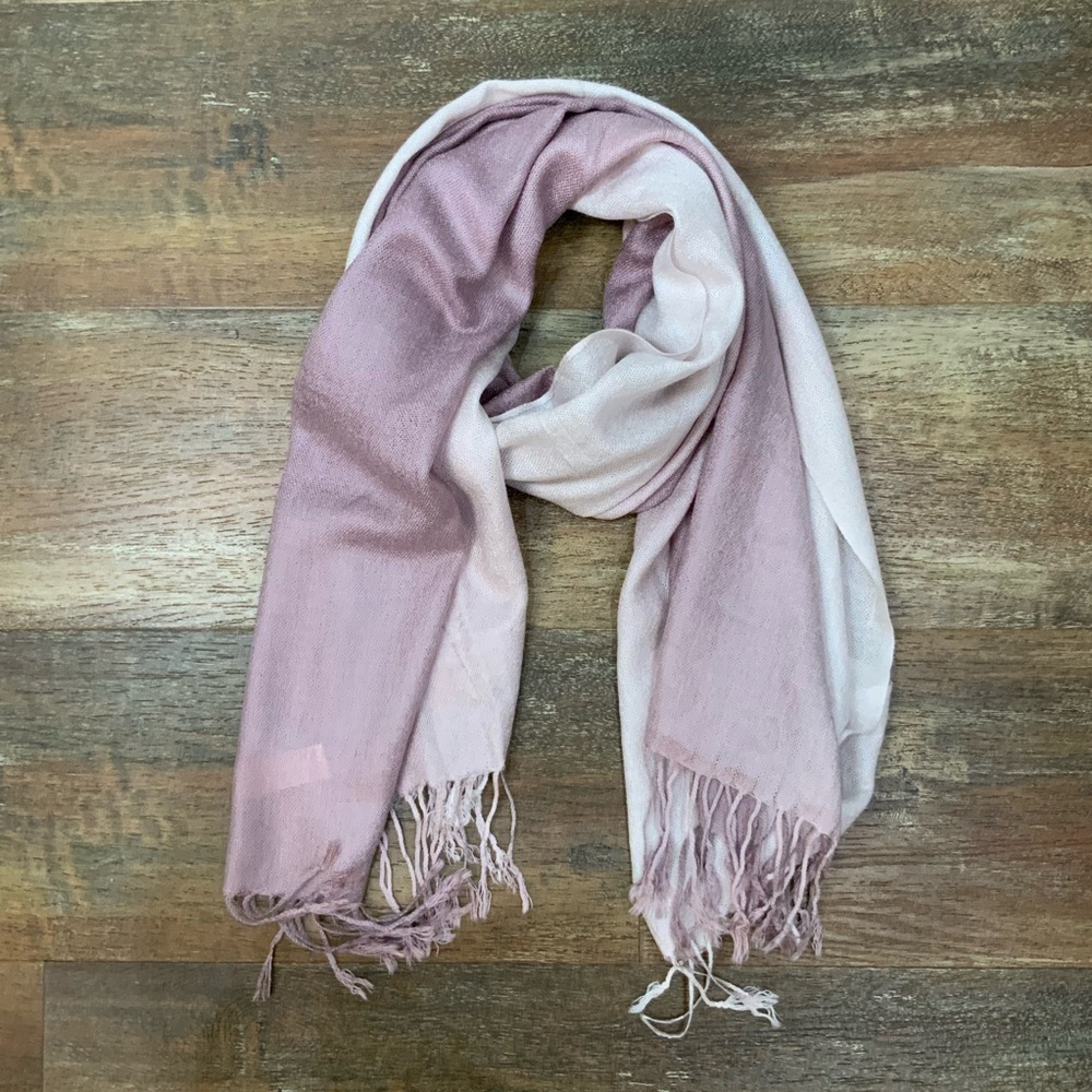 Pashmina & Silk Blend Purple Ombré Scarf With Fringe